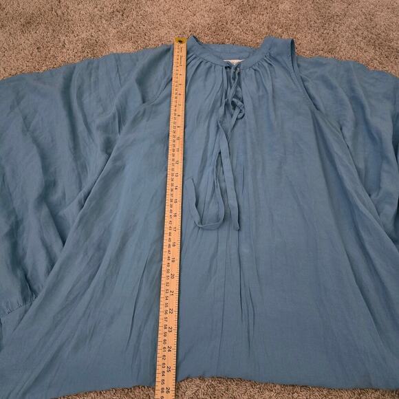 Women’s Sleeveless Maxi Dress Blue Sz S Tiered Boho Coastal Cruise Resortwear - Picture 6 of 8